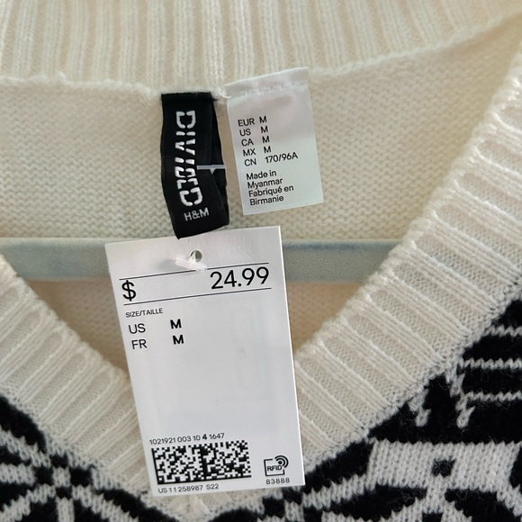 H&M black & white pattern sleeveless sweater - Picture 2 of 4